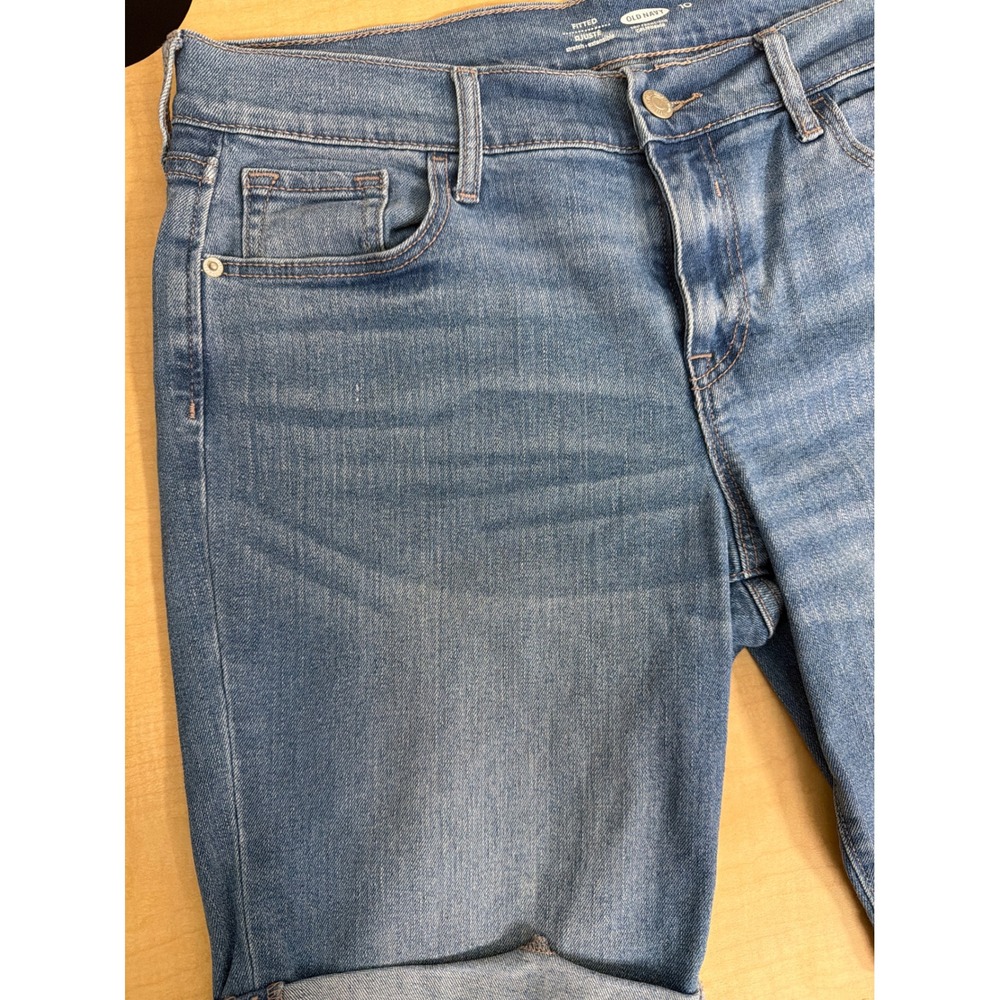 Old Navy Womens Fitted Stretch Denim Shorts Medium Wash Rolled Cuff Size 10 - Picture 3 of 6